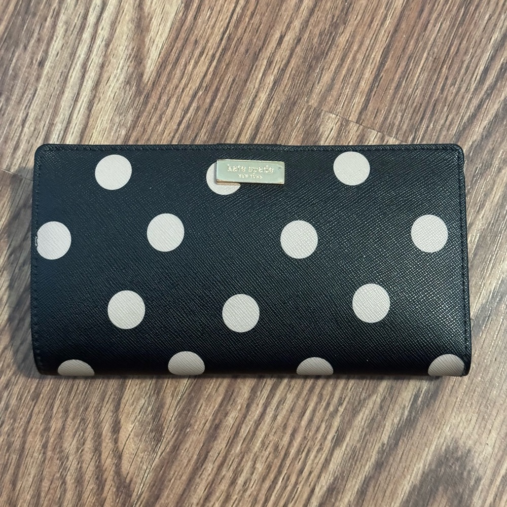 Kate Spade Black and Cream Polka Dot Wallet